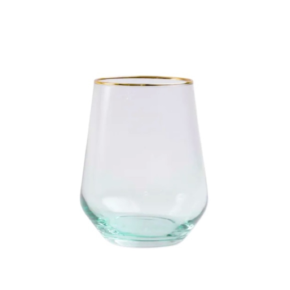 Vietri stemless wine glasses. Set of 4. Color: “green”
